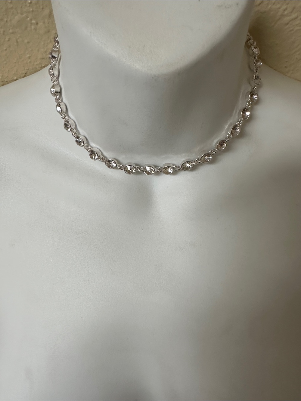 Guess by Marciano Silver Crystal Choker Necklace